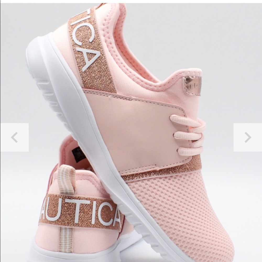Pink nautica sneakers.